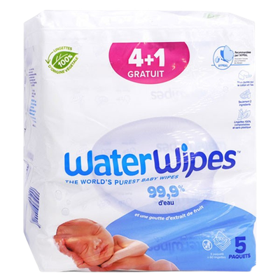Image Waterwipes lingettes pour bébé - Lot de 4 + 1 gratuit